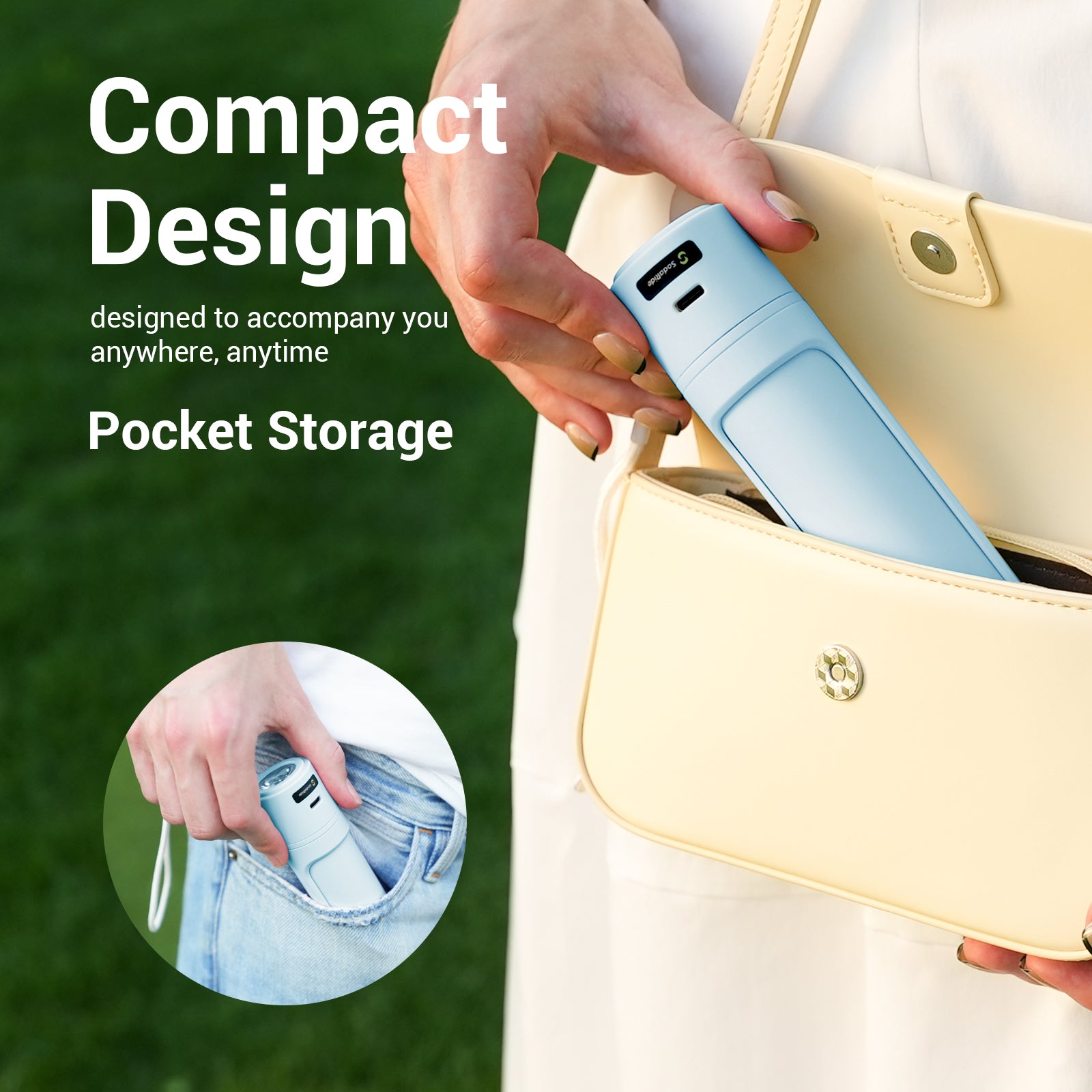 SodaRide AirLuxe mini Portable Handheld Fan