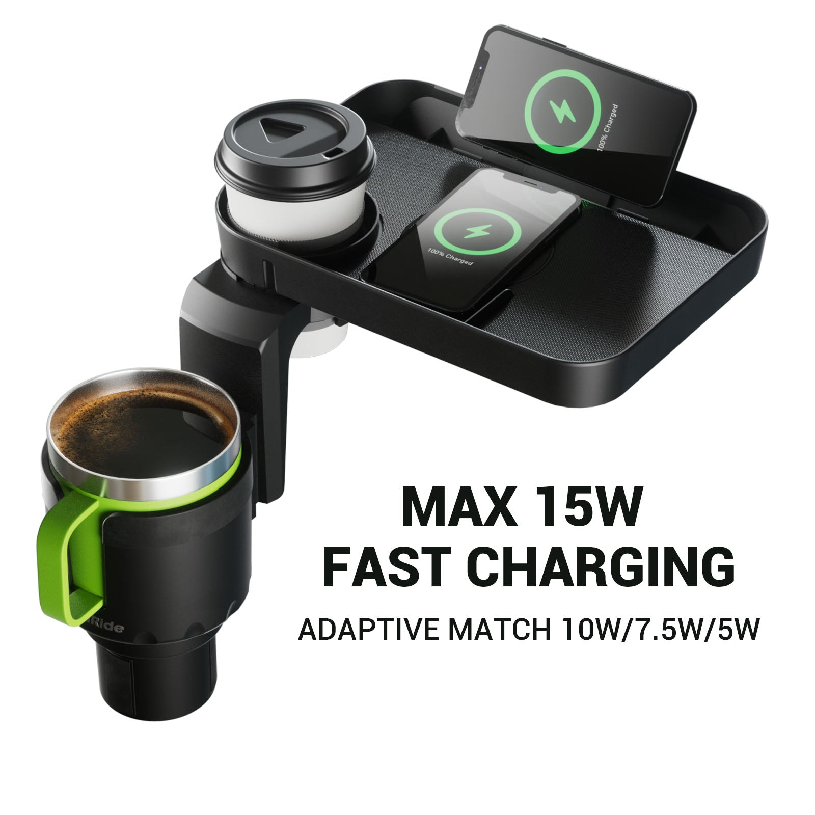 Car Cup Holder Wireless Charger Tray Expander