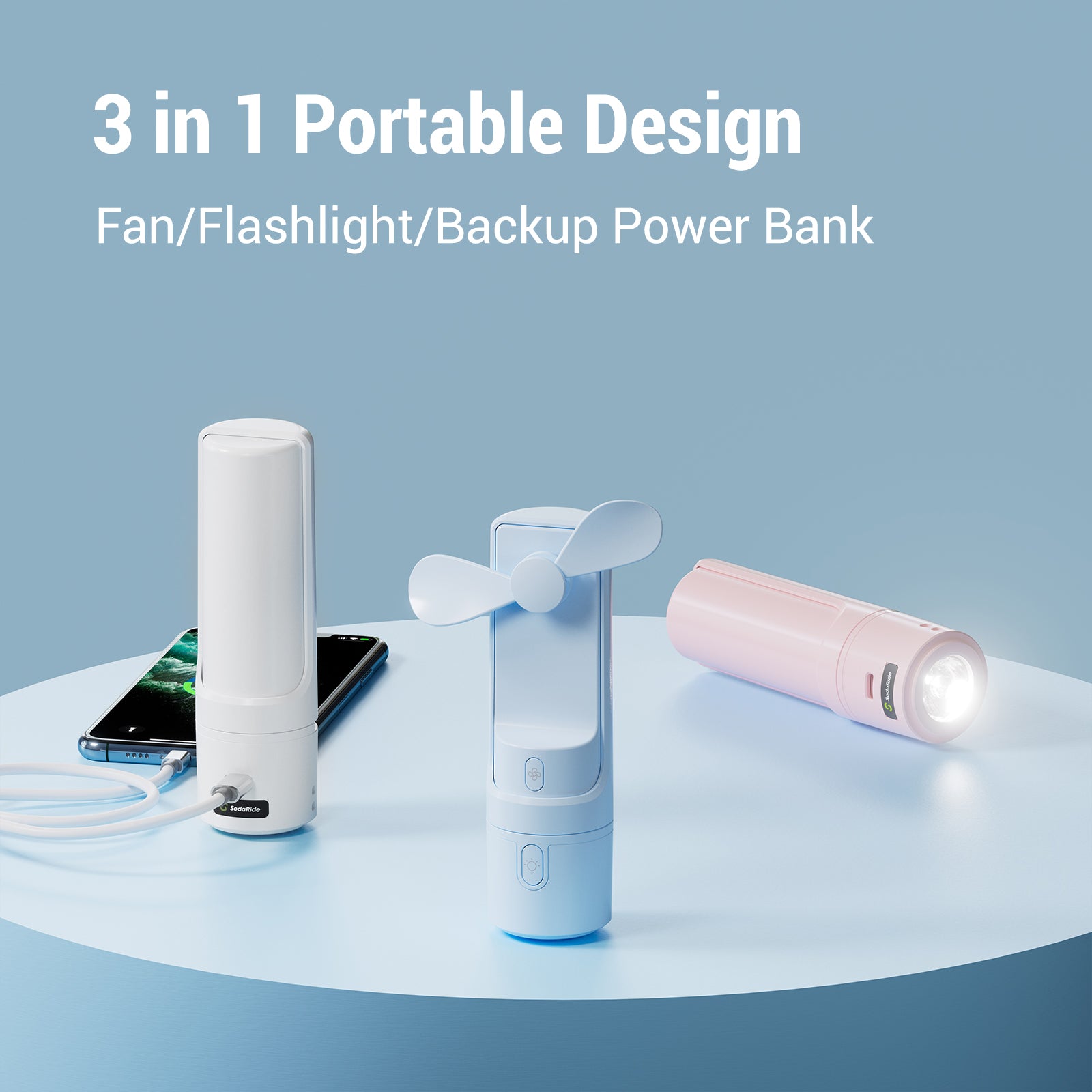 SodaRide AirLuxe mini Portable Handheld Fan